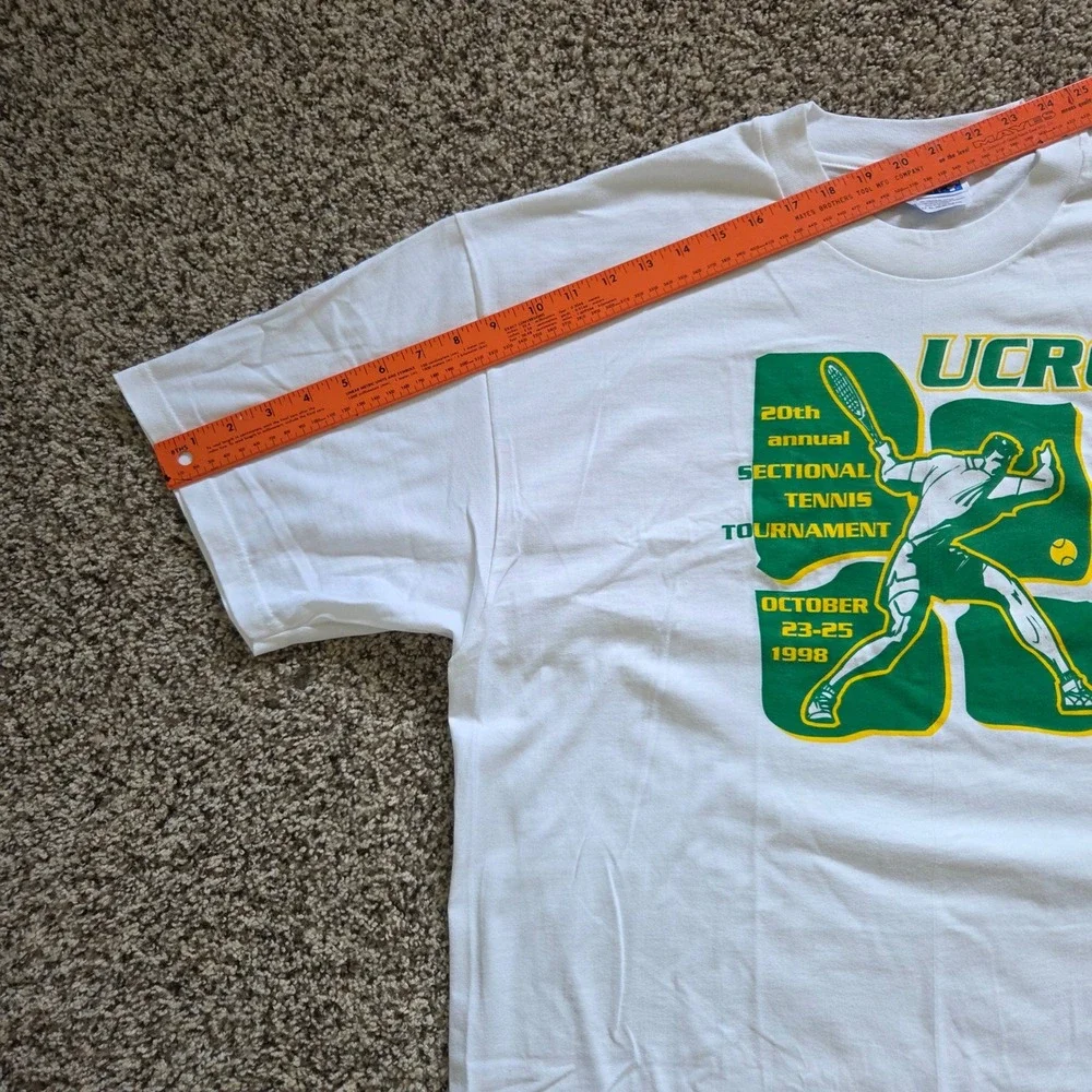 Vintage 1998 UCRC Tennis Tournament Graphic Shirt Mens XL White Hanes Beefy T